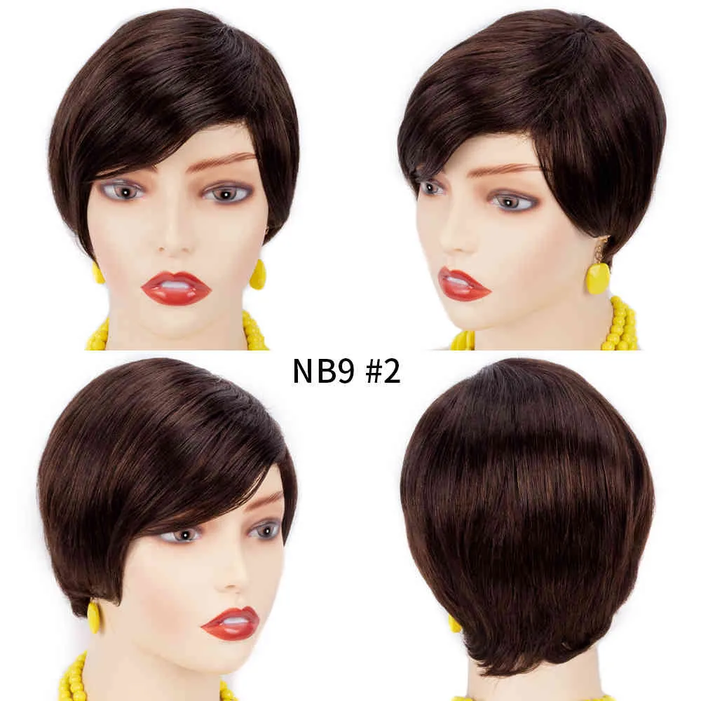 Pixie Cut Human Hair Hair Short Bob Straight Full Machine Made Ombre Blonde Burgundy Cheap Cheap for Black Women 2106302896699