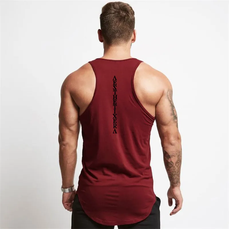 Muscleguys Solid Abbigliamento Palestre Stringer Canotta Uomo Bodybuilding e Fitness Canotte Muscle Vest camicia senza maniche da uomo 210421