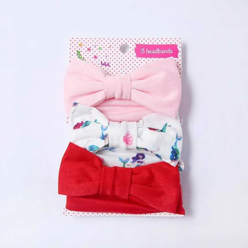 Arrivée 3 pièces bébé tout-petits belle solide pois Floral Allover combiné extensible bandeau accessoires 210528