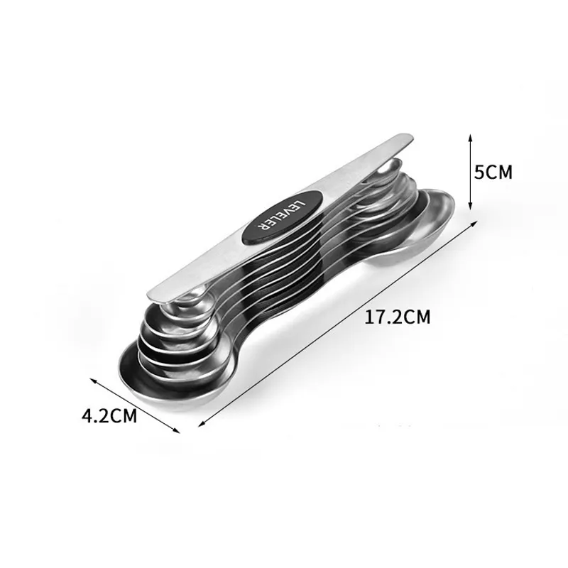 Magnetisches Messlöffel-Set, doppelseitiges Edelstahl-Küchenwaagen-Werkzeug, zum Backen, stapelbares Teelöffel-Set