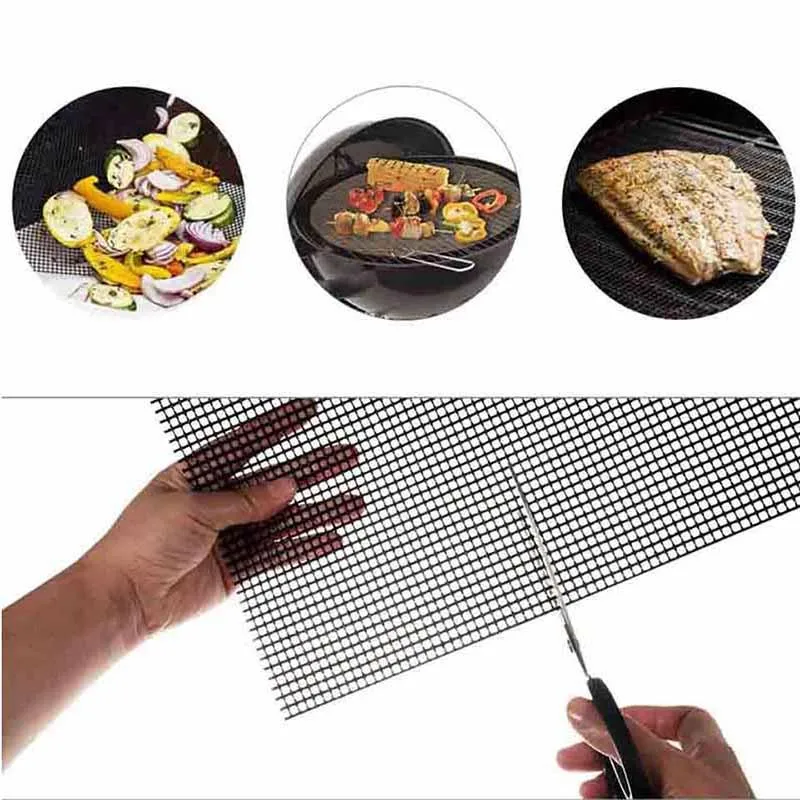 Outils Accessoires 3 Tapis de cuisson antiadhésifs pour barbecue Tapis de cuisson pour barbecue à haute température Feuille de cuisson Mailles faciles à nettoyer To268N