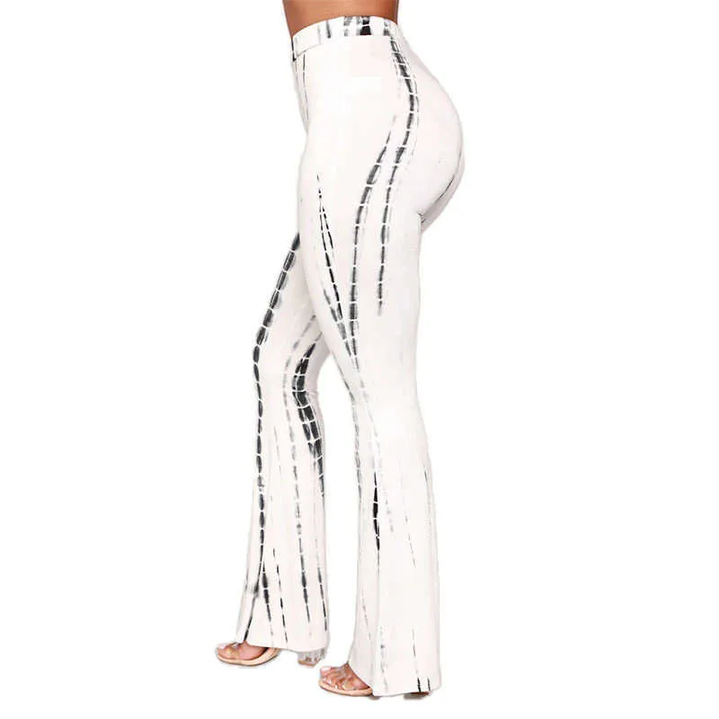 Casual Bureau Dames Bas élastiques Sexy Bodycon Pantalon évasé Imprimé Pantalon Stretch Streetwear Femmes En Gros Dropshipping Q0801