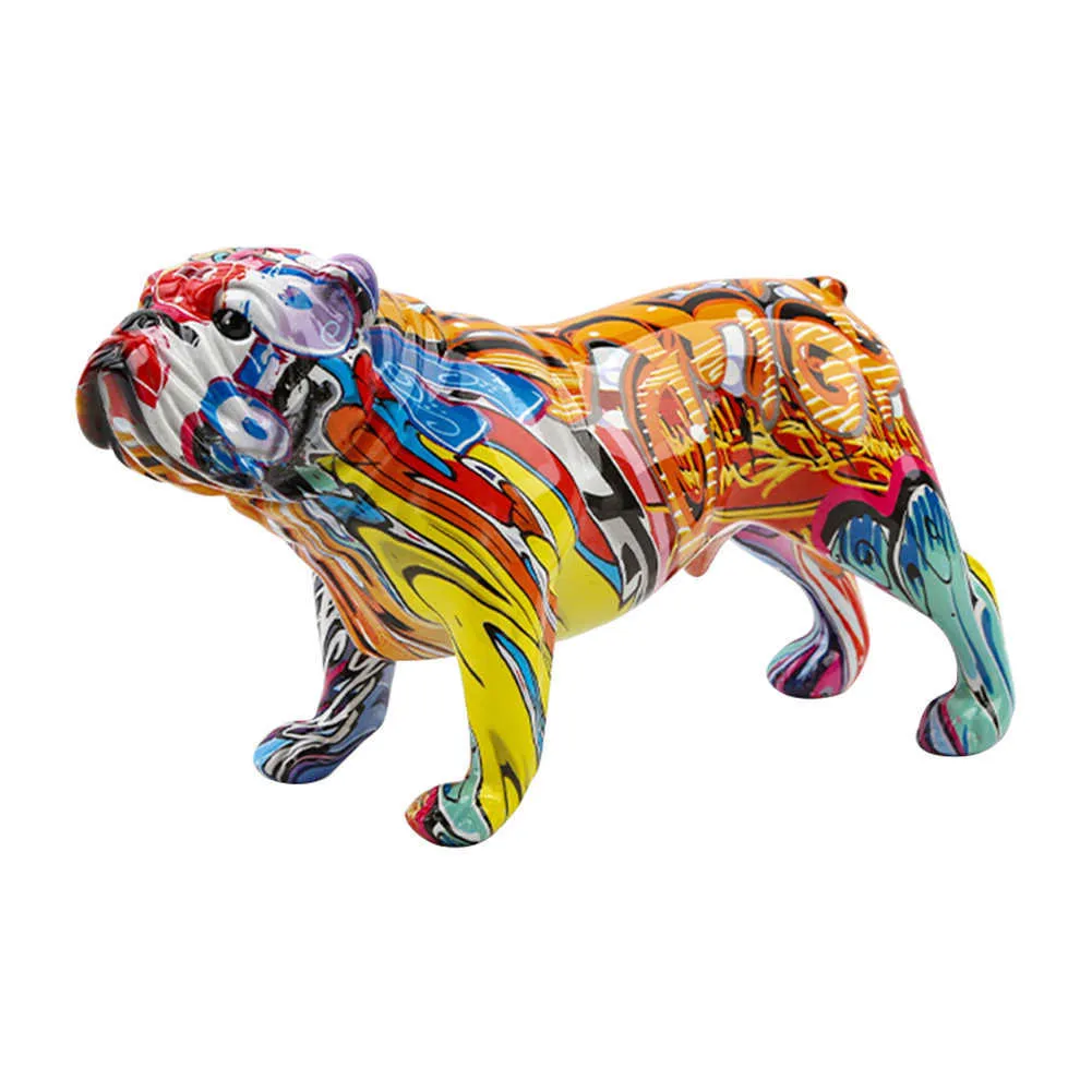 Creative Color Bulldog Chihuahua Dog Statue Figurine Resin Sculpture Home Office Bar Store Decoration Ornament Crafts8714379