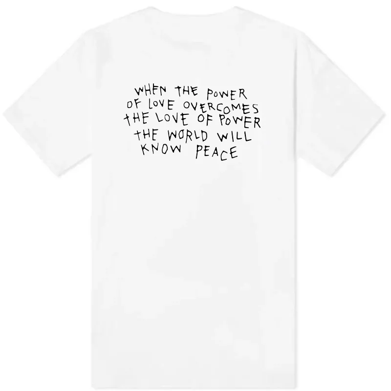 Streetwear Peace Love Letter Imprimé Hommes T-shirt Droits de l'homme Graphic Tee Cotton Pover Of Love Citations inspirantes Grunge Cloth 210518