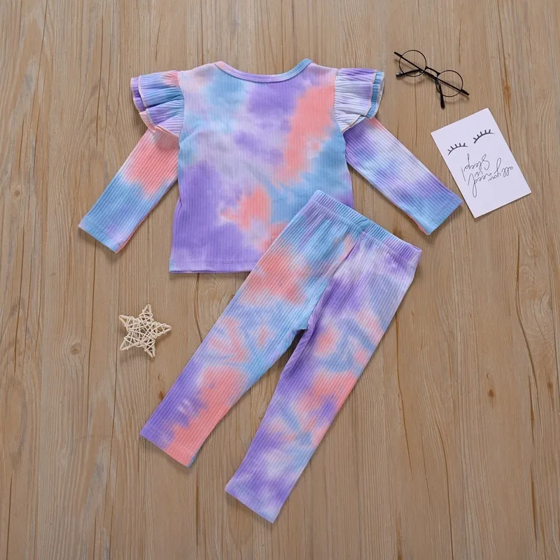 Peuter Baby Kids Baby Meisje Tie Dye Kleding Sets Kind Herfst Lange Mouwen Tops Broek Outfits Meisjes Kleding 2 stks Set 210413