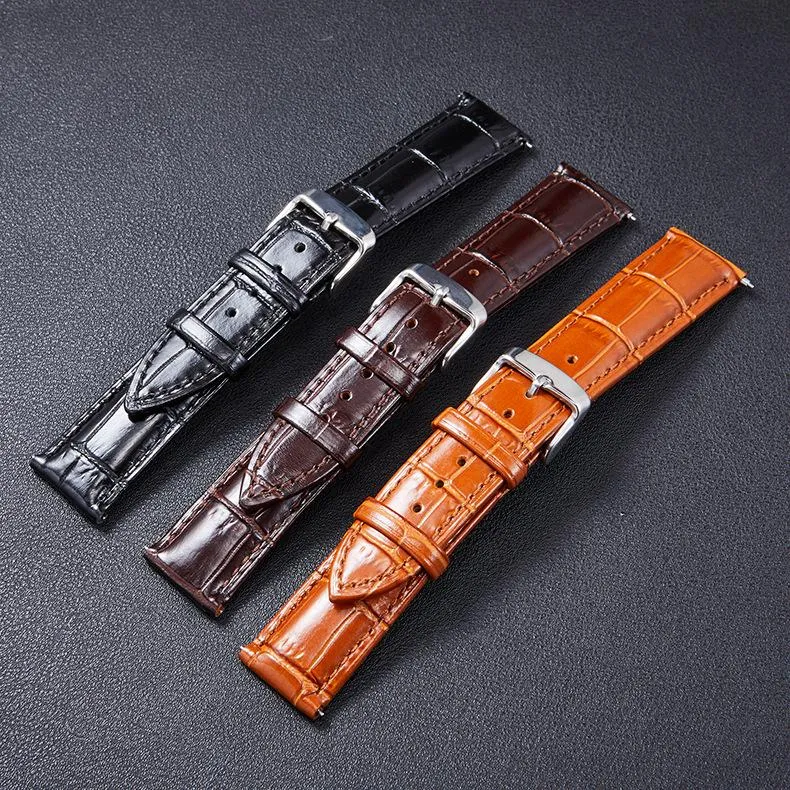 시계 밴드 18mm 19mm 20mm 21mm 22mm Quick Release Watchband Calfsin Leather Strap Genuine Band Belt Accessories304L