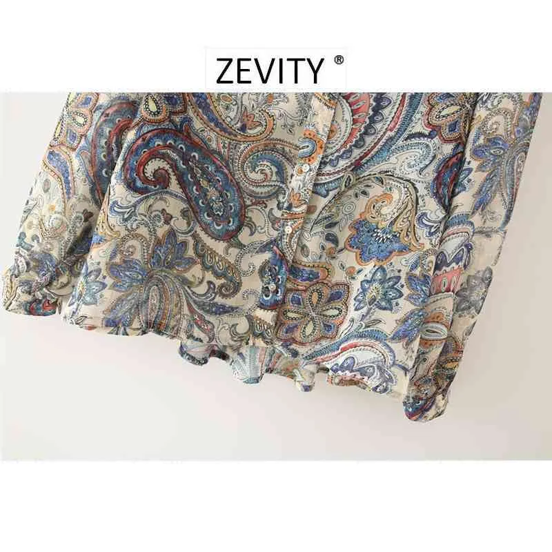 Femmes vintage noix de cajou imprimer décontracté smock chic blouse dames rétro paisley affaires blusas femininas chemise hauts LS7003 210420