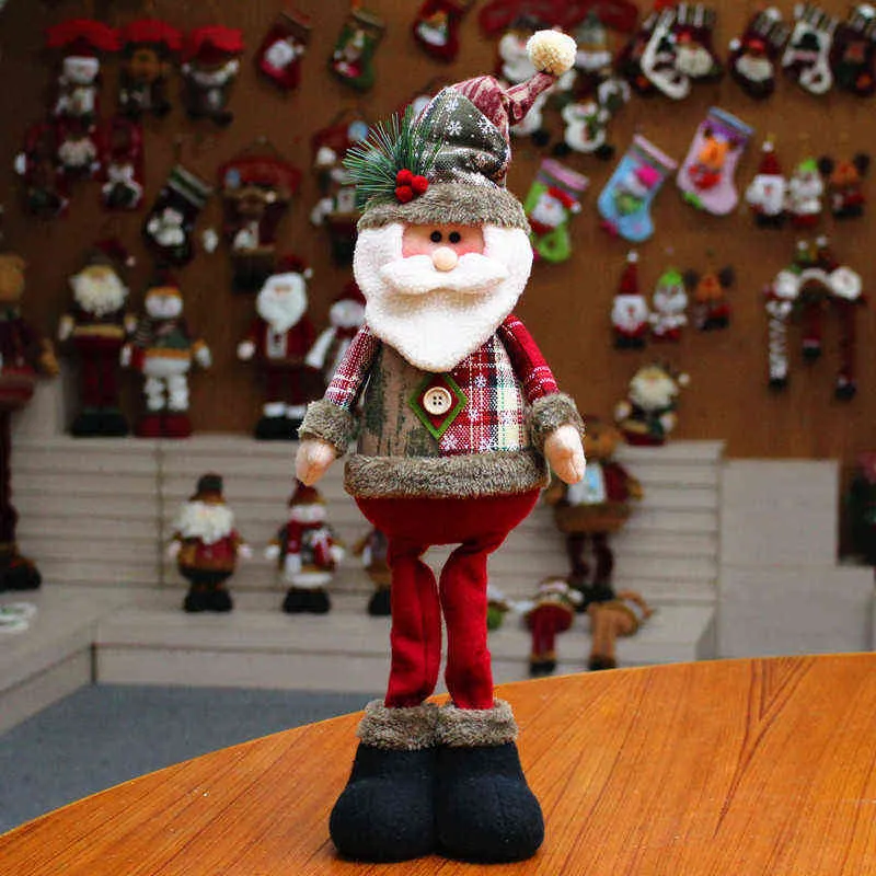 Buon Natale bambola retrattile Babbo Natale pupazzo di neve alce regali di buon anno ornamento di natale decorazioni navidad giocattoli di peluche natalizi 211104