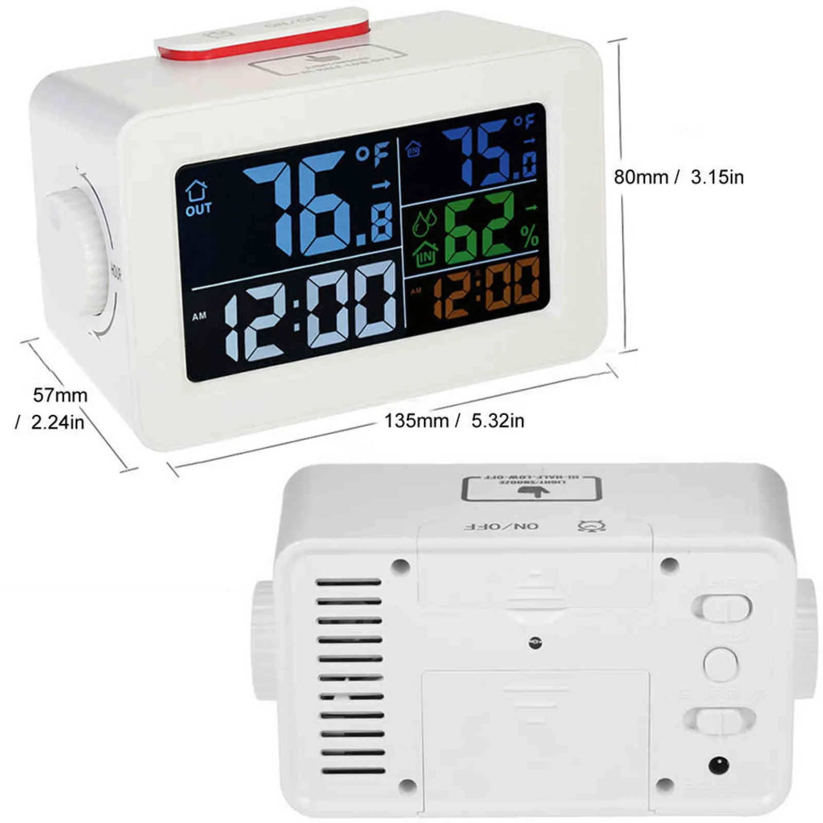 Idea de regalo Mesita de noche Wake Up Reloj despertador digital con termómetro Higrómetro Temperatura de humedad Mesa Reloj de escritorio Cargador de teléfono 211112
