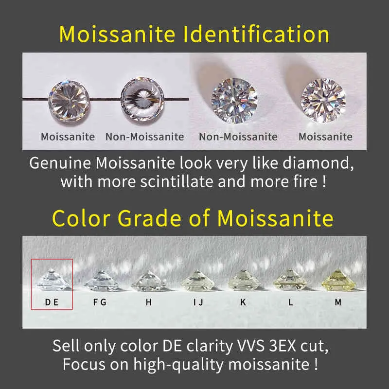 Big 2ct 8 mm Color real D VVS1 3EX Corte de piedra de diamante suelta Moissanite entera para joyas finas de anillo270h