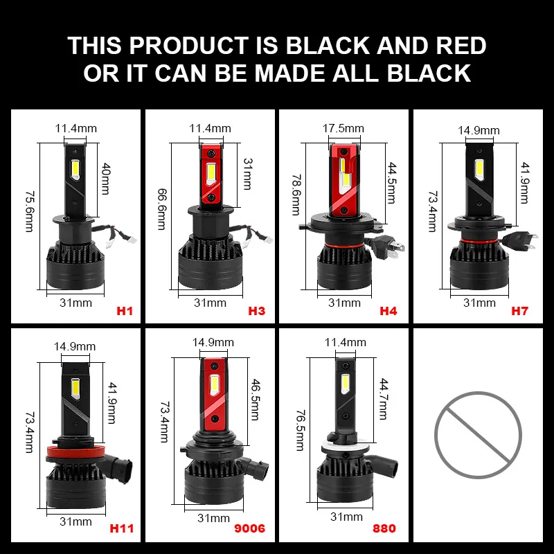 F3 90W bilstrålkastare H7 LED Canbus 20000lm hög effekt strålkastare H1 H4 H8 H11 9005 9006 HB3 9004 9007 H13 9012 BULB TURBO LAMP FÖR BILAR