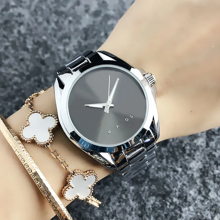 Brand Watches Women Girl Big Letters Style Metal Steel Band Quartz Wrist Watch M56213M