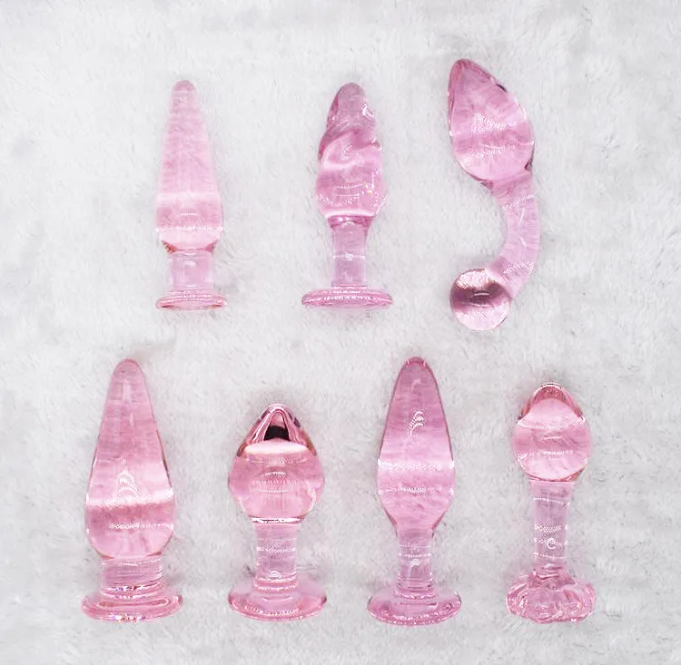 Pink Butt Plug Glass Anal Plug Anal Massage Dilator Prostate Massage Sex Toys Wear Sex Toys For Women Men Anal Masturbation X04016134957