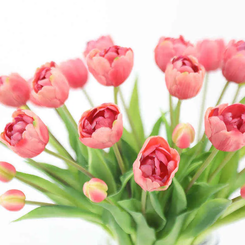Tulipano in silicone Fiore artificiale Real Touch Bouquet 40CM Fiori decorativi la casa di lusso Soggiorno Deco Flores Pianta finta 211122