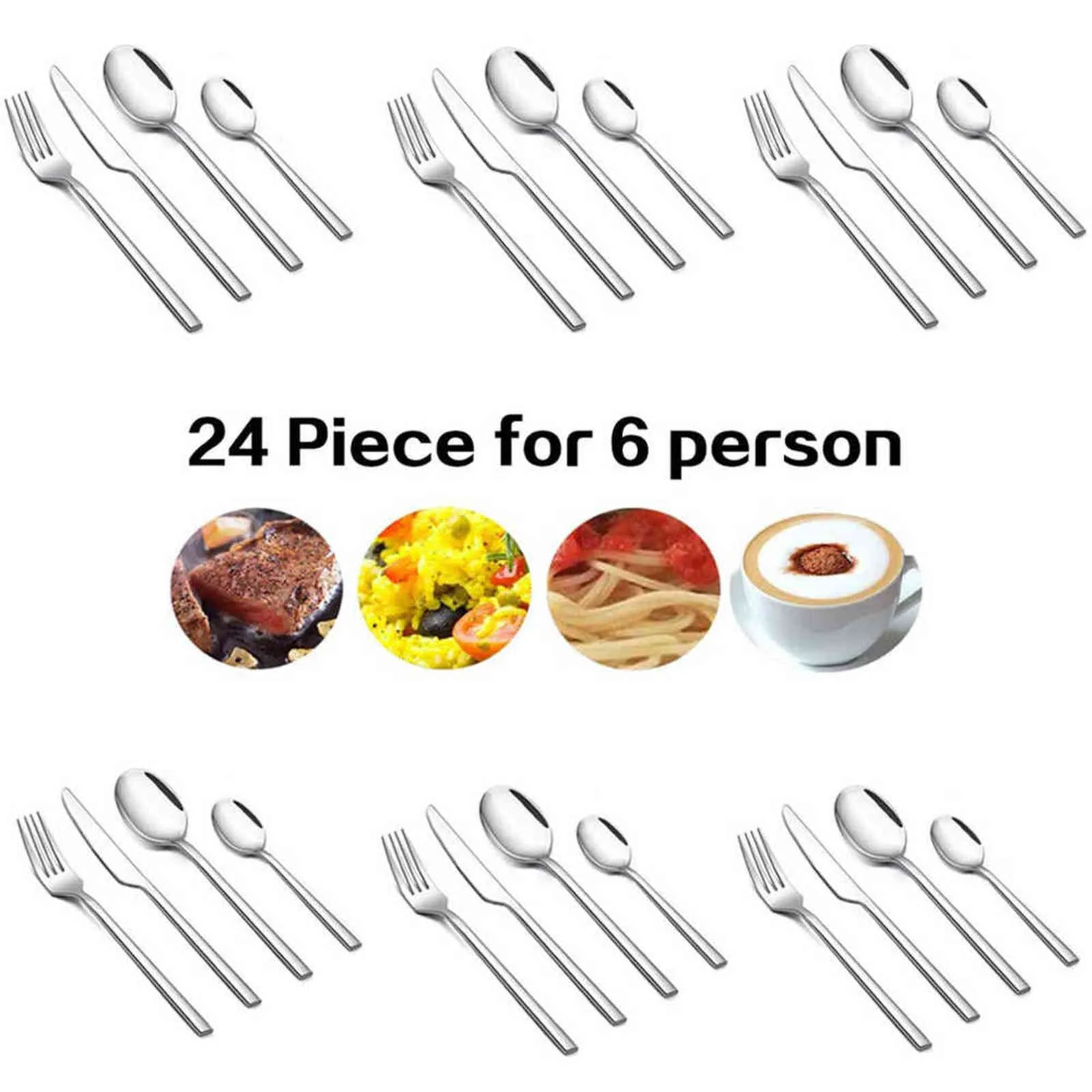 24/silverware bestick set porslin dinnerware set 18/0 rostfritt stål kniv gaffel sked kök västra diskmaskin säkra 211112