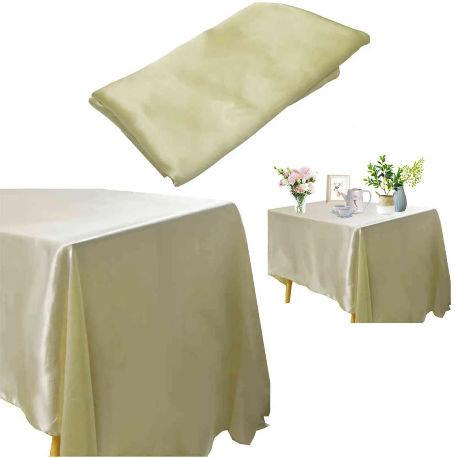 Rectangle Satin Tablecloth Overlays For Wedding Party Decor Home Dining Cover Christmas Halloween Birthday Cloth 211103