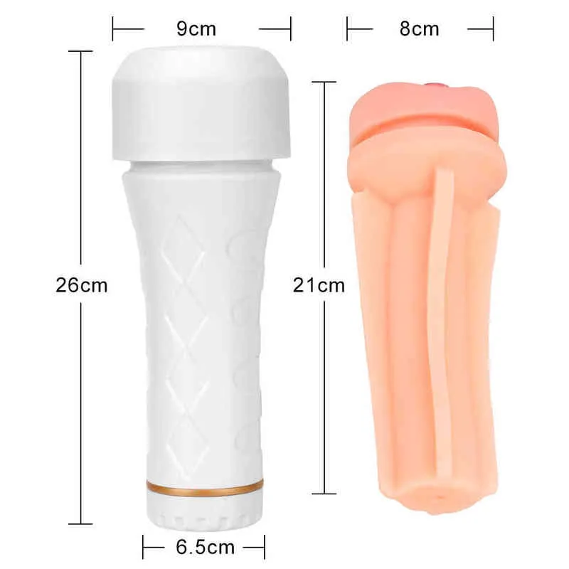 Nxy Sex Masturbaters 26см Y Flightlight Big Make Masturbator Penis Toys для мужчин Глаты сосание Искусственное влагалище Real Pussy Erotic Machine Shop 220127