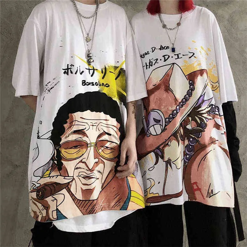 Été High Street T-shirt femmes mignon Luffy t-shirts Cool à manches courtes Anime T-shirt ample T-shirt surdimensionné Harajuku t-shirts hommes G1222