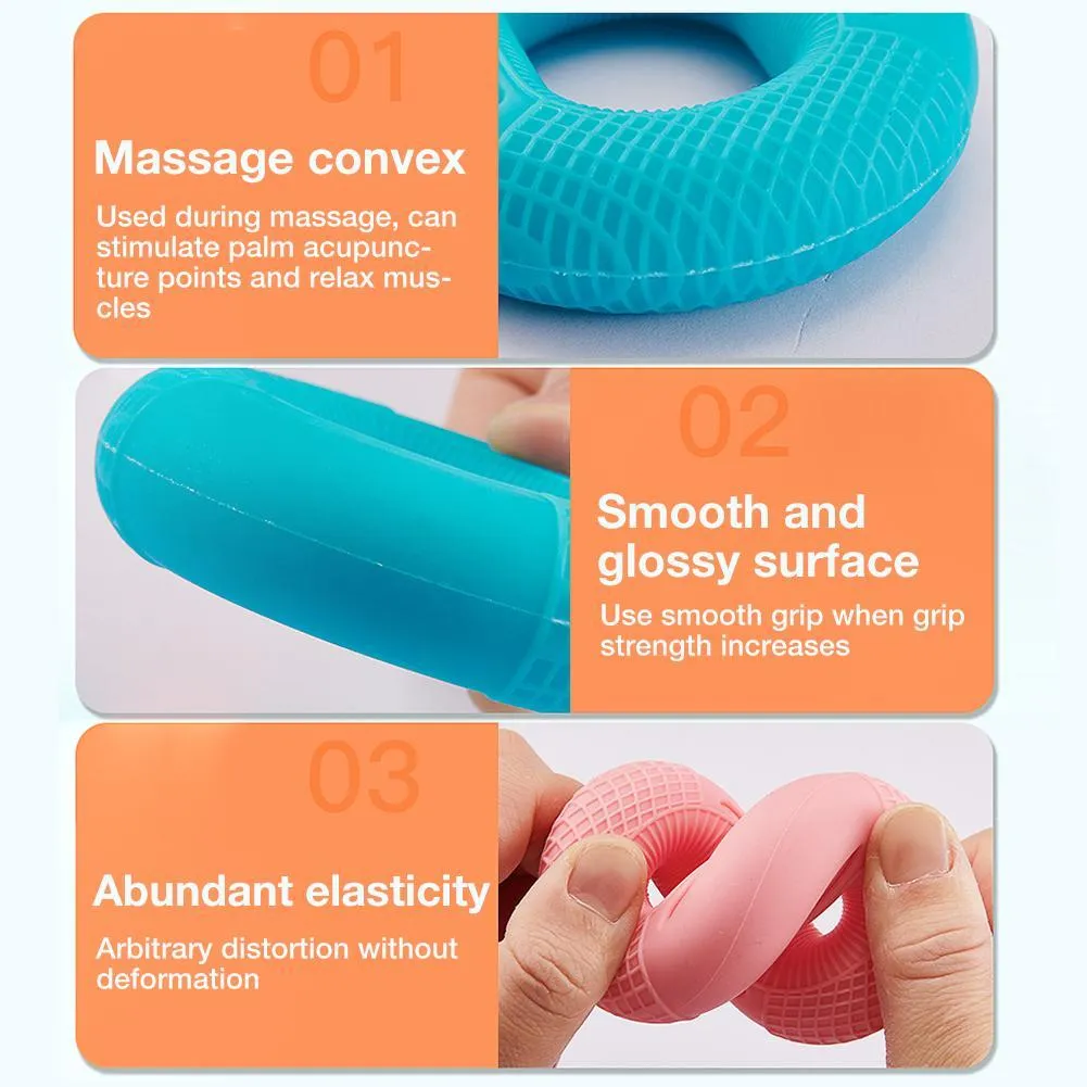 Grip Strengtheners Silicone Hand Exerciser Squeezer Gripper for Muscle Training Grips Finger Strength Exercise Equipments Fitness Ordolessness Soft Ring Color