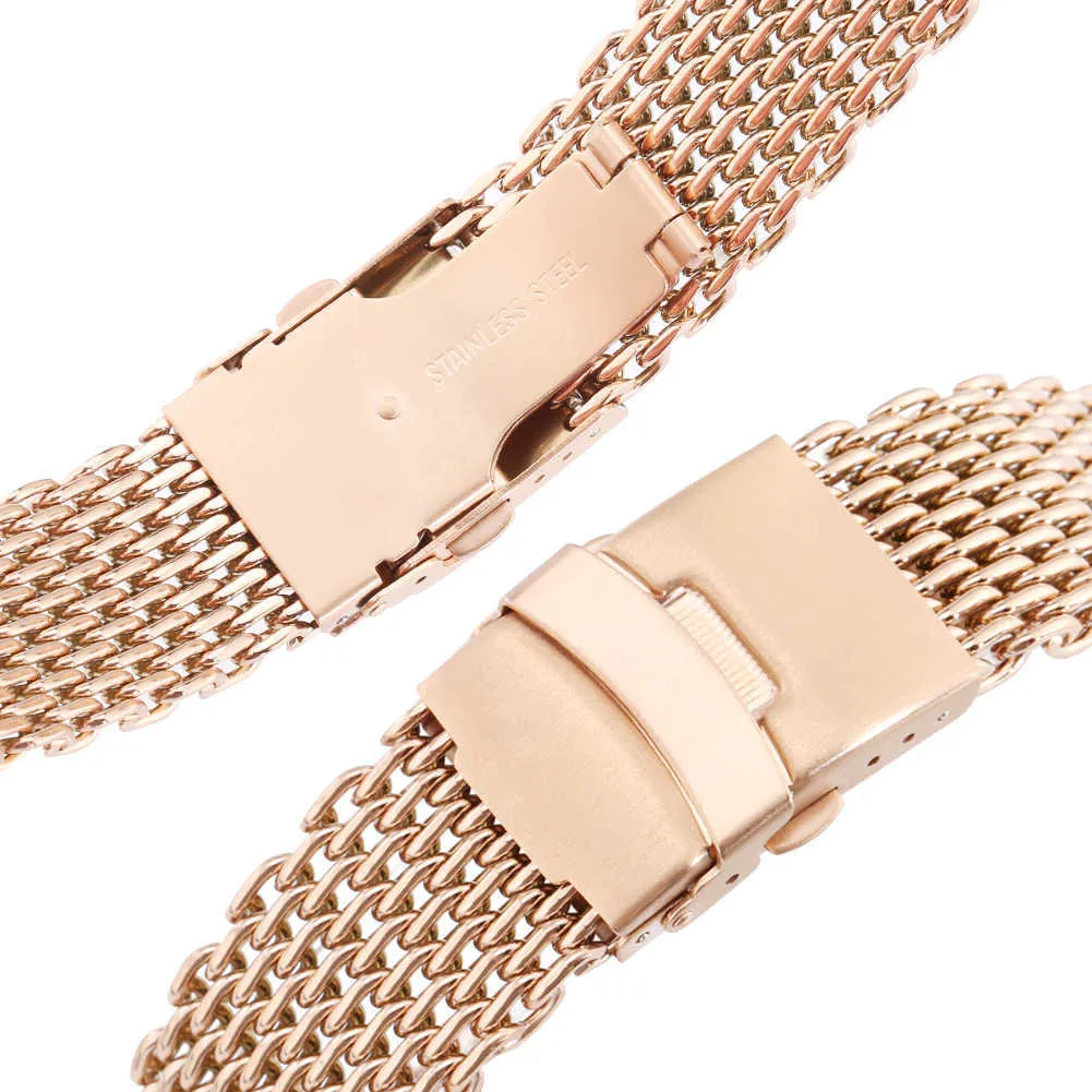 18mm 20mm 22mm 24mm Rostfritt stål Mesh Watch Band Spring Bars Armband Byteband för Universal Watch Rose Gold Blue H0915