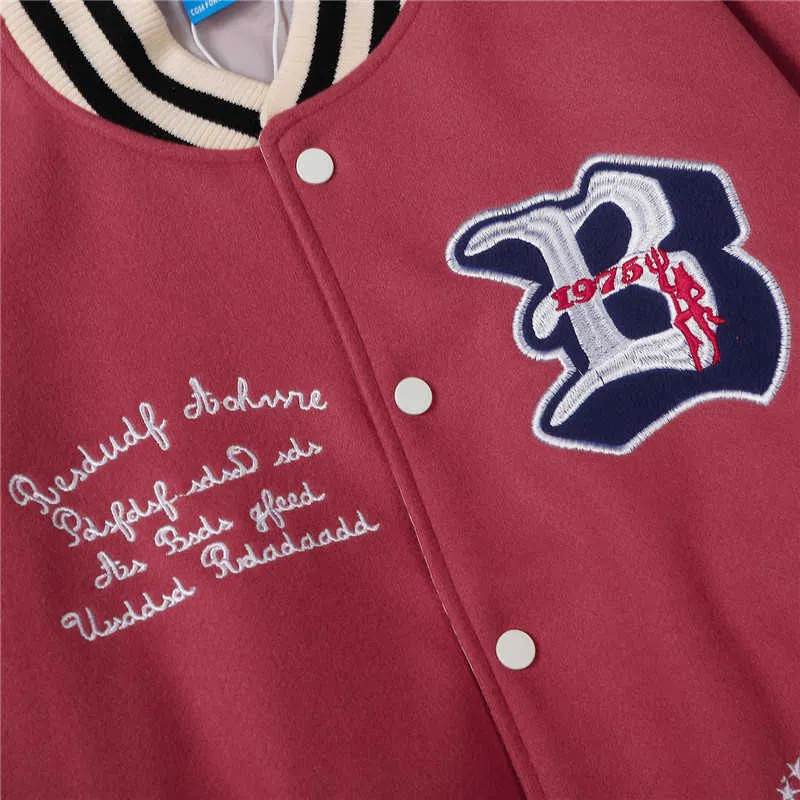 Hip Hop Baseball Jacke Mantel Männer Buchstabe B Stickerei Leder Ärmel Varsity Bomber Biker Punk Vintage Mode College Jacke 211013