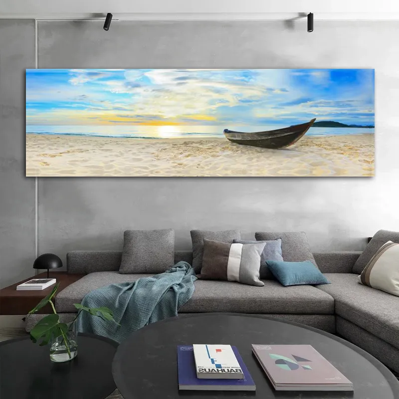 Pintura de cabeceira Barco Ponte Ponte Paisagem Poster Canvas Impressões de Arte Da Parede para Sala de estar Quarto Modern Home Decor