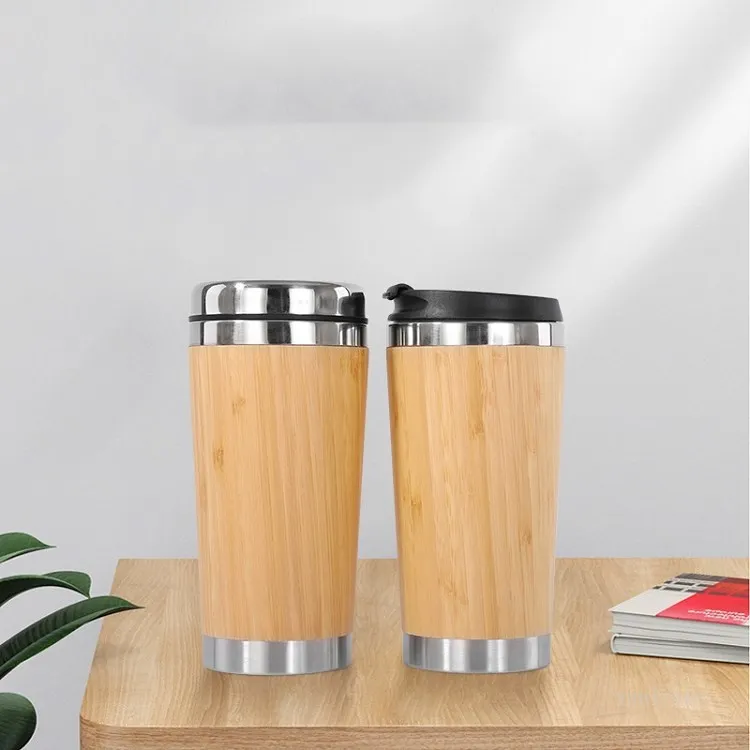 Bärbar Bamboo Cup Rostfritt Stål Isolering Koppar Försegla Hem Kontorsbil Muggar 2Style Lid T2I52271