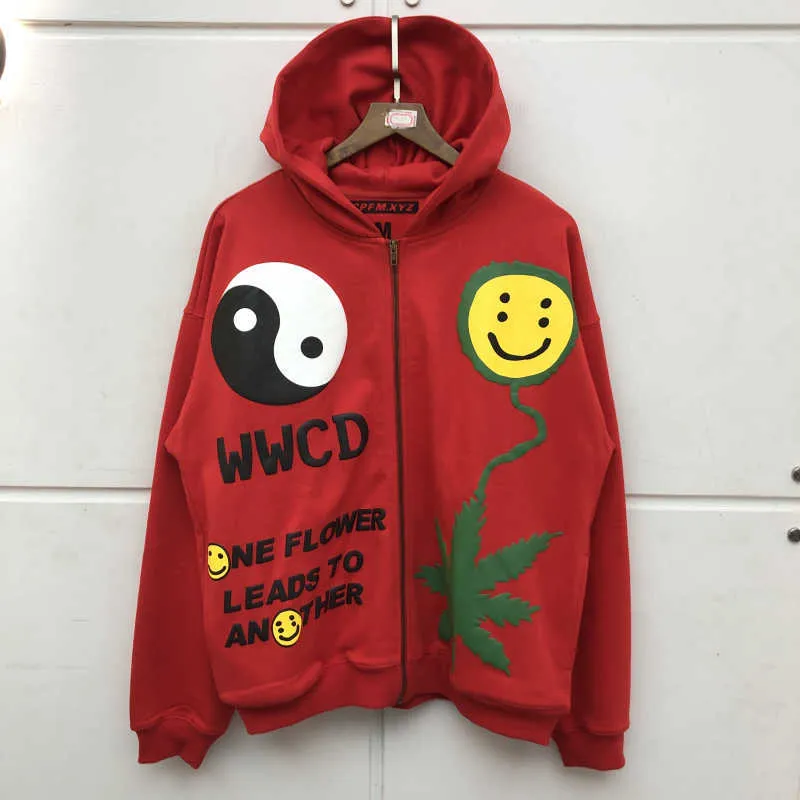 Cardigan CPFM Hoodie Men Women CACTUS PLANT FLEA MARKET Hoodies Foam Print CPFM.XYZ Pullovers Oversize Sweatshirts G1007