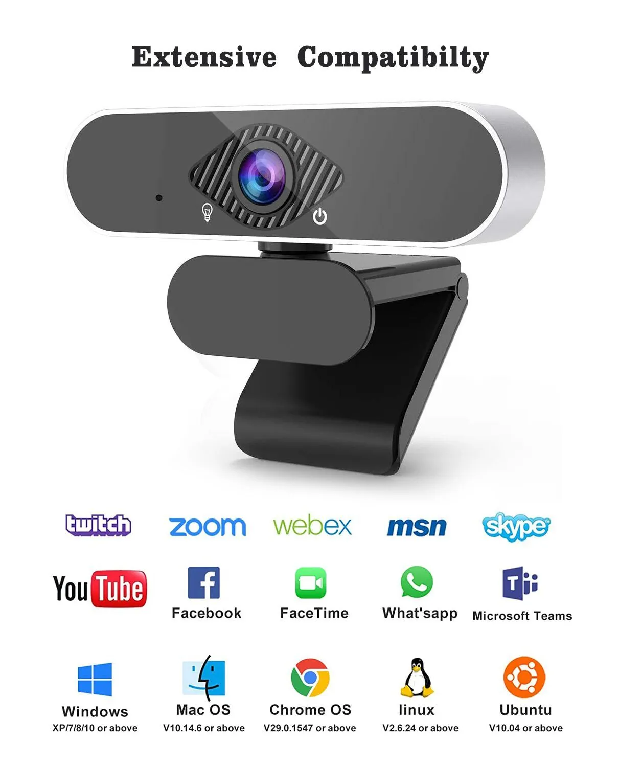 NEW Computer Webcam with Built-in Microphone 2MP Full HD 1080P Widescreen Video Work Home Accessories USB Web Camera PC