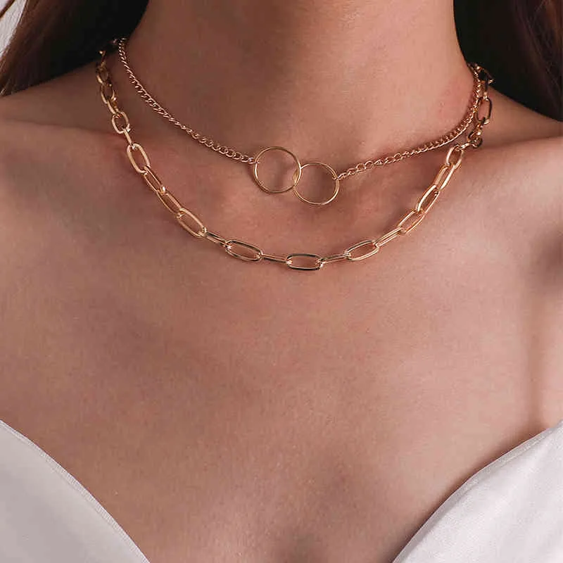 17KM Big Chain Choker Necklaces For Women Men Vintage Geometric Gold Necklace Chunky Thick Fashion Female Jewelry Wedding Gift