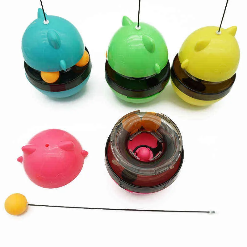 Funny Cat Toys Pet Slow Leaking Ball Balle de nourriture Eonal Tumbler Distributeur de jouets IQ Imp Formation Fournitures pour animaux de compagnie 211122