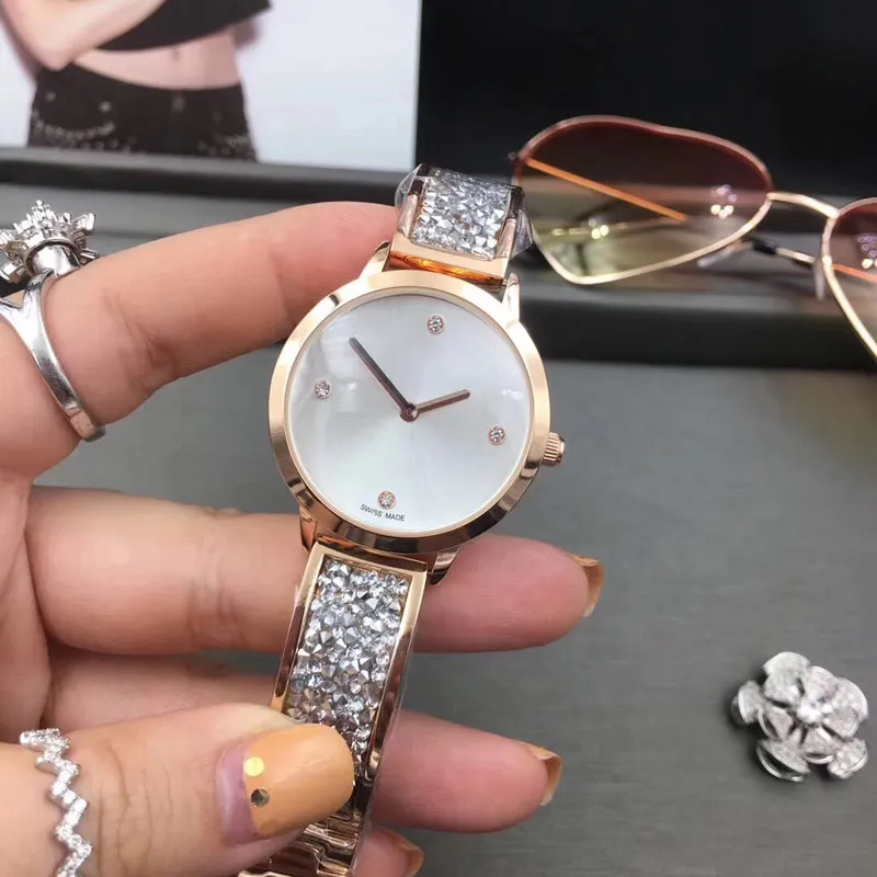 Robe femmes diamant montre Top marque strass montres pleine bande en acier inoxydable montres à quartz pour dame fille cadeaux de Noël268g