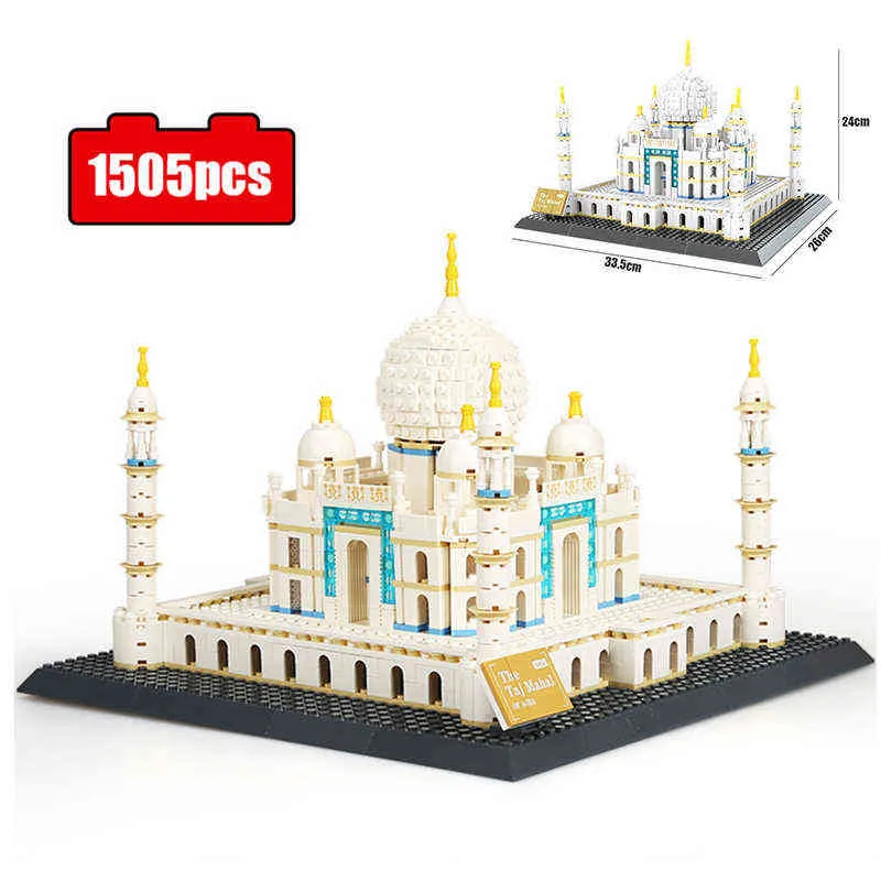 City Architecture Building Blocks Citys Architecture Land Marks Taj Mahal Palace Bricks 3D Model Speelgoed voor Kinderen Geschenken Y220214