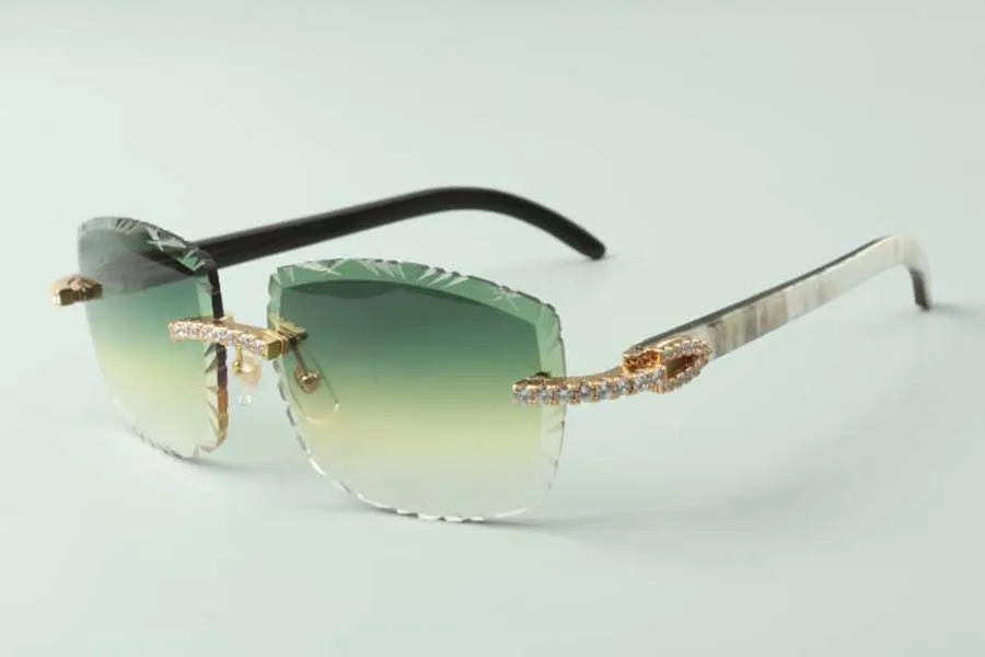 2021 Designer-Sonnenbrille 3524023 Endlose Diamantschlifflinse, natürliche Hybrid-Büffelhorn-Bügel, Brillengröße 58-18-140 mm2670