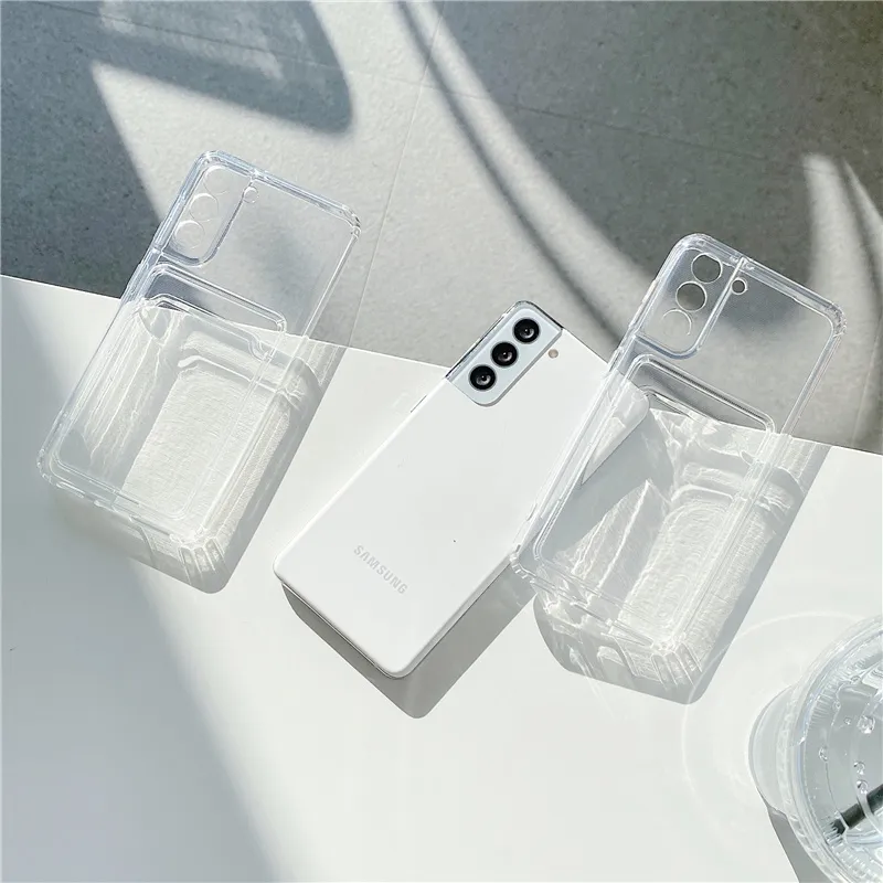 Étuis de téléphone portefeuille transparents avec porte-cartes, pour Samsung Galaxy S21 Ultra S20 FE S10 S9 S8 Plus Note 20 M51 M20 M31S M62