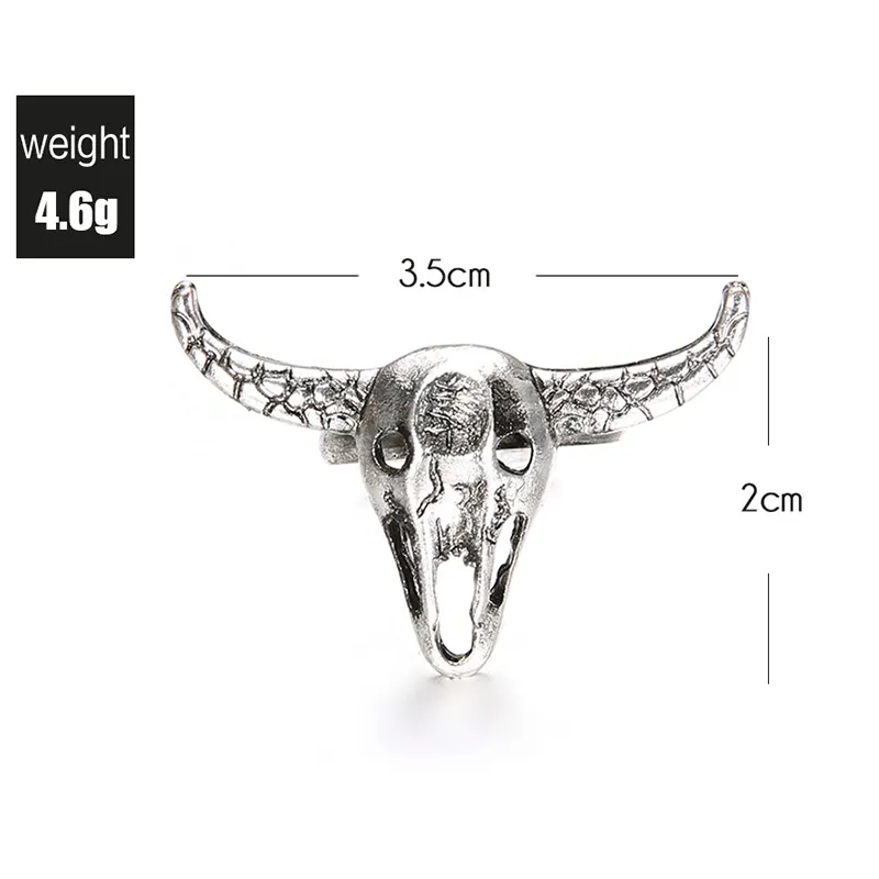 Retro Punk Bull Anelli uomo Donna Moda creativa Hip Hop femminile Anello Gioielli Personalità Ridimensionabile Gioielli da bar maschili