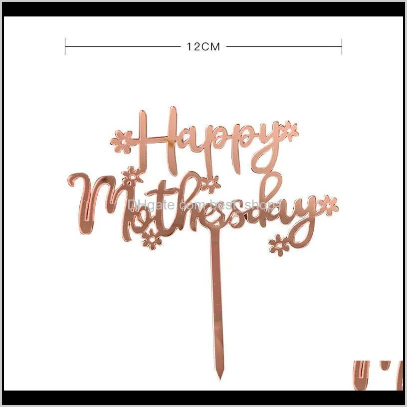 happy mothers day cake topper acrylic rose gold best mom ever birthday party cake decoration mother`s day bakery supplies