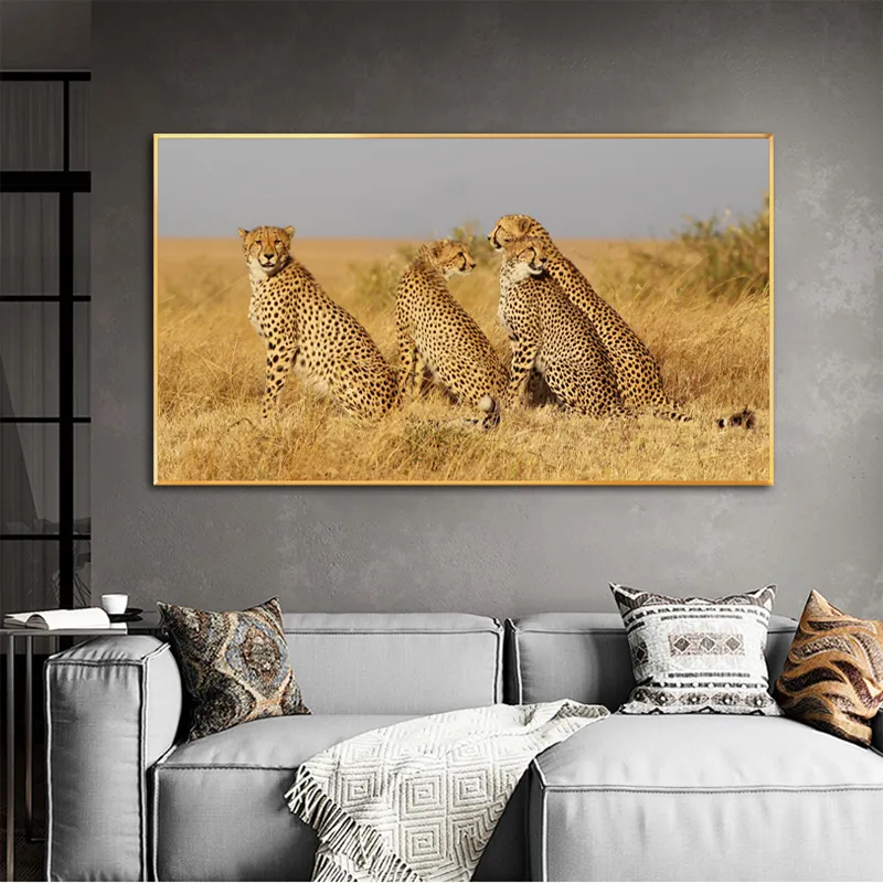 Poster léopard Peintures décoratives Posters Animaux Photos Art mural pour salon Toile Esprit Décoration de la maison
