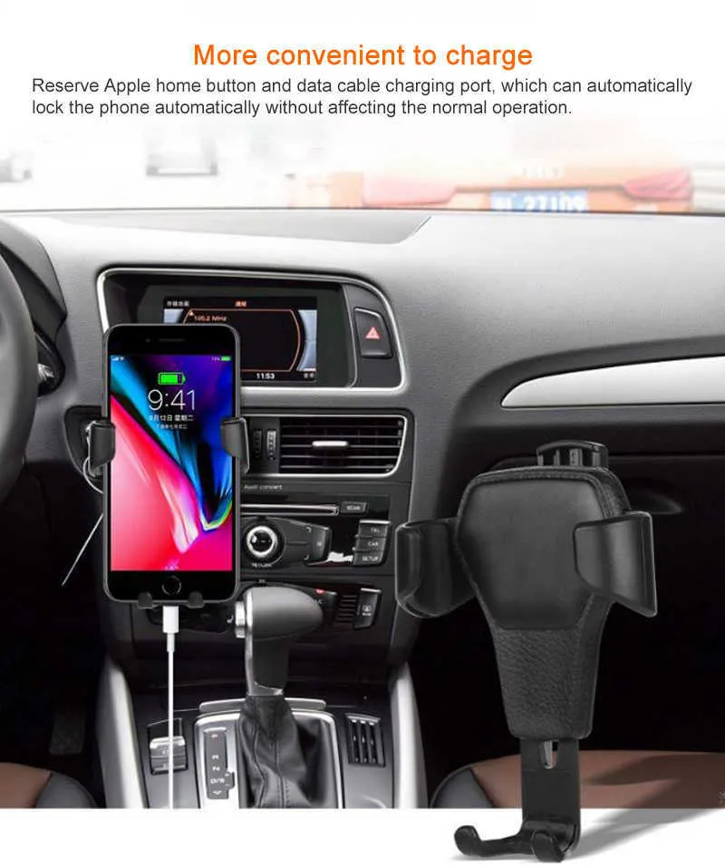 Universal Car Phone Holder For In Air Vent Mount Stand No Magnetic Mobile Gravity Bracket i Smartphone5985192