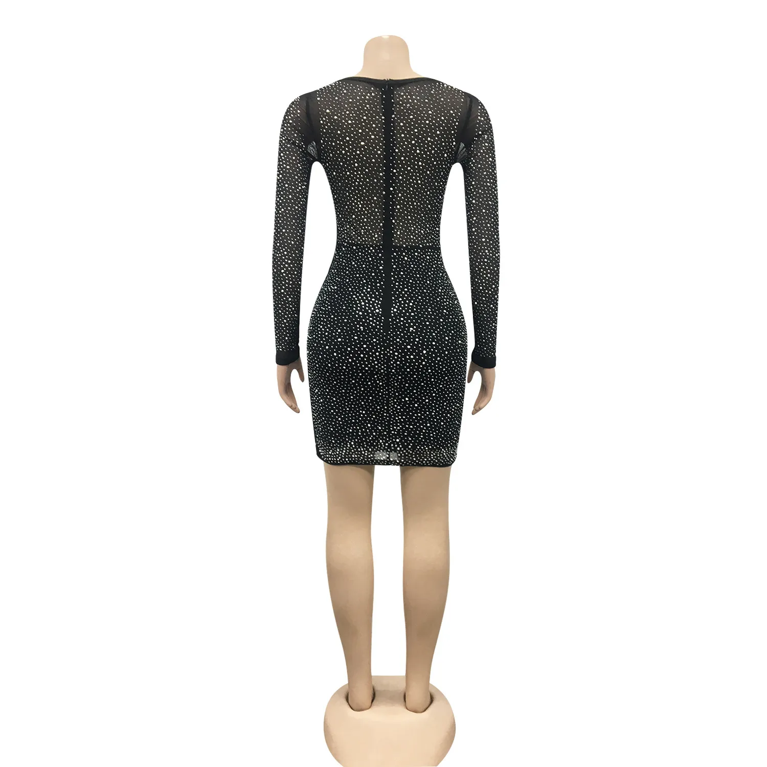 Crystal Bodycon Dress Women Party Mini New Arrivals Long Sleeve Celebrity Evening Club 210422