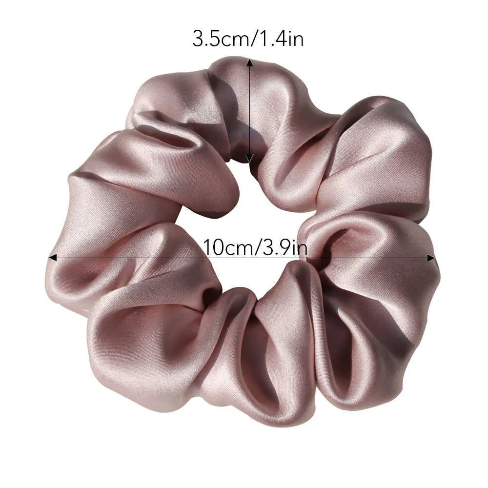 100% Pure Silk Scrunchies for Women Girls Big Scrunchy Rubber Elastic Hair Ties Bands Ponytail Holder 19 Momme 3.5CM Width 6Pack X0722