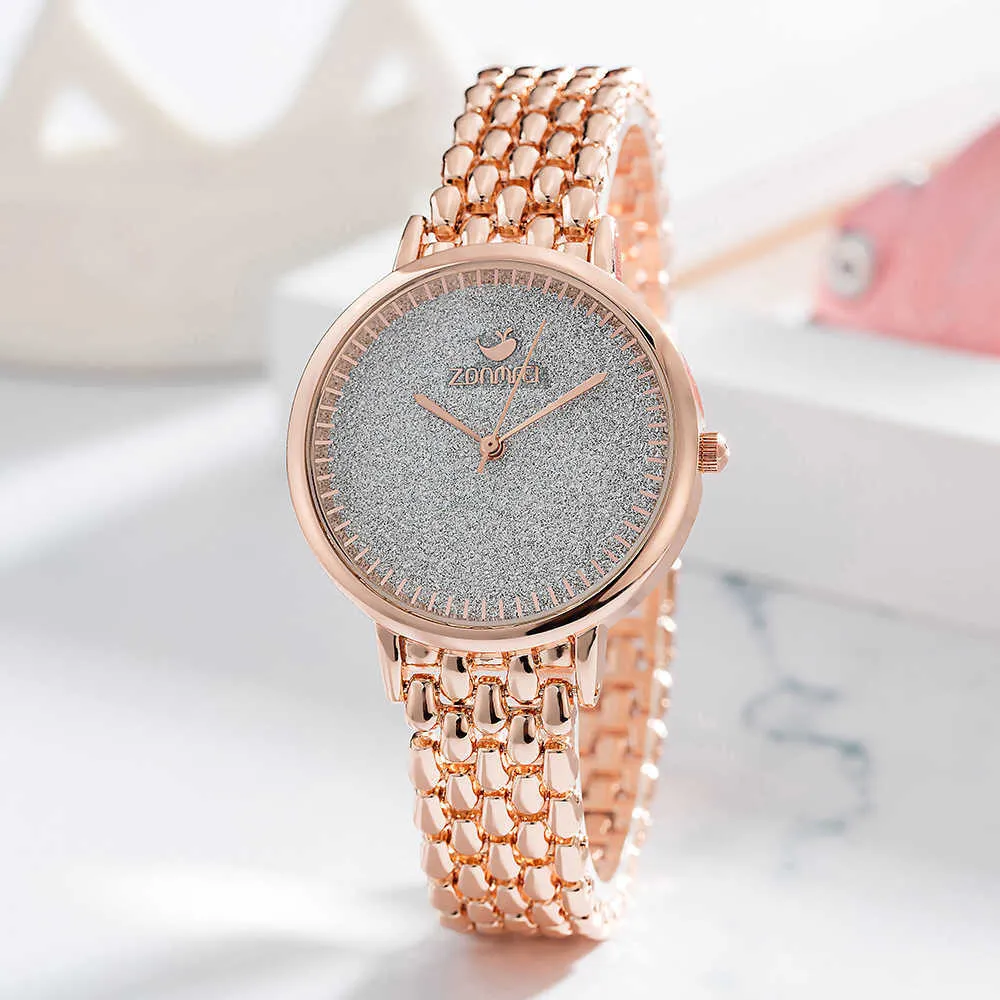 Montre Femme Watch Kobiety Luksusowa Pani Temperament Zegarki Bransoletka 3 Sztuk Ustawiający Łańcuch Zegar Zegar Urodzinowy Relogio Feminino 210616