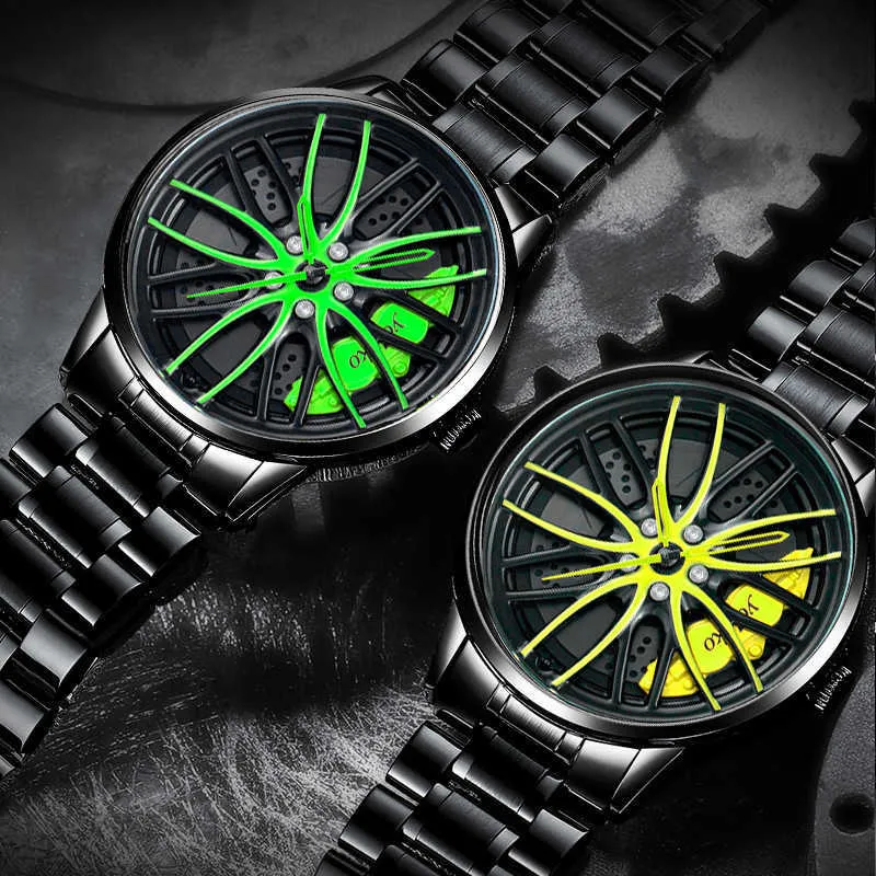 Yolako Cross-Border Avant-Garde Quartz Watch Men's Hollow Wheel Hubs Sports Trendy Cool Watches for Men G1022