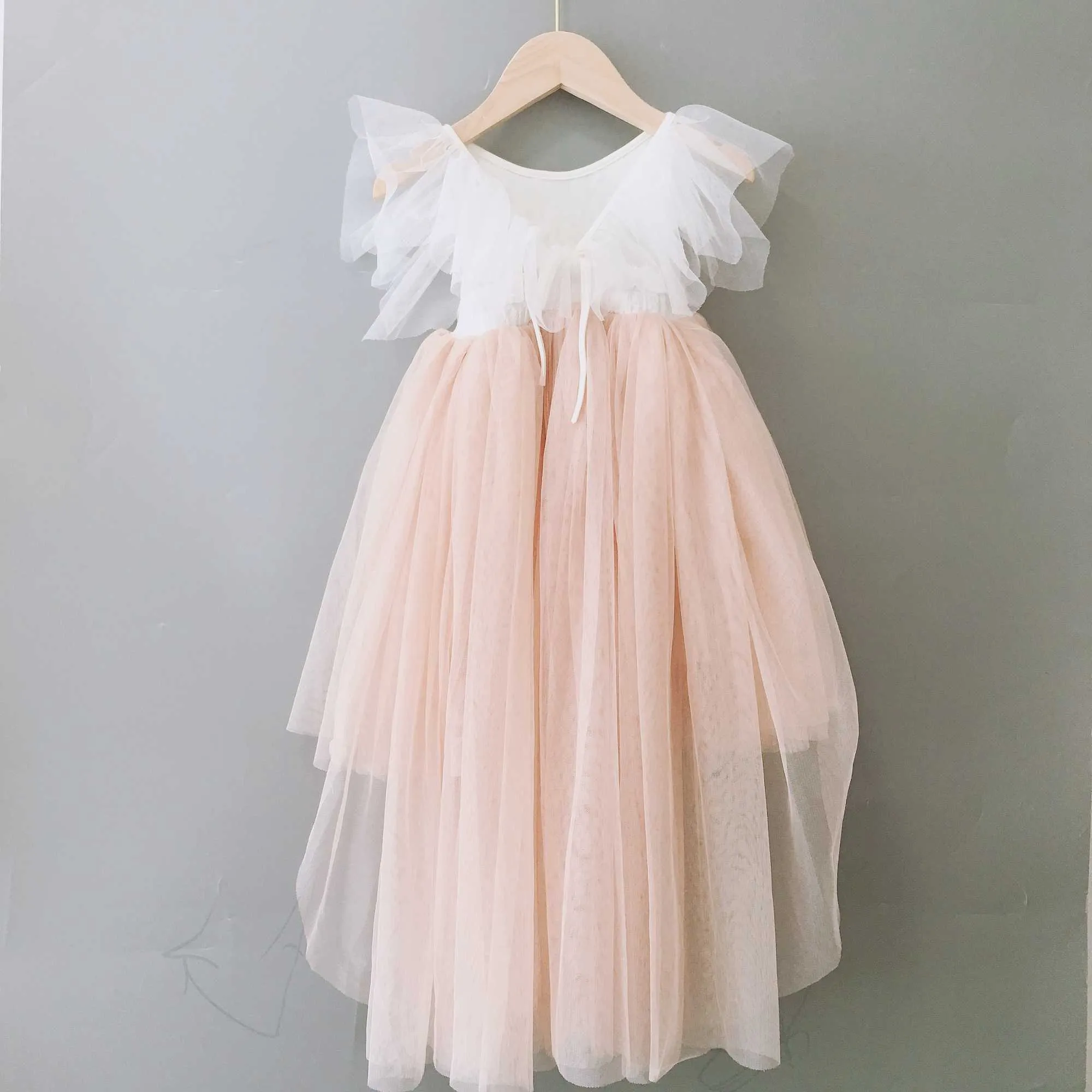 Atacado vintage menina bebê de alta laço de laço vestido para crianças princesa ruffles tutu tutu childern vestido de sereia 210529