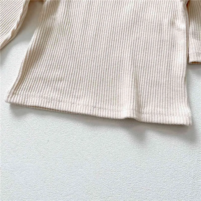 Весенние девушки футболка простые и сладкие с длинными рукавами свободные круглые шеи верхняя мода одежда 210515