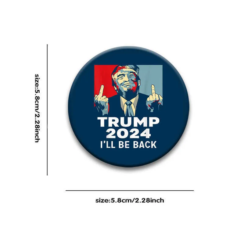 Donald Trump 2024 Io tornerò indietro Pinback Button BASSO PINTER PULLA GUAGGIO DELLA DEGUAZIONE DECORAZIONI AMERICA Presidente Elezione Supple G860YWR