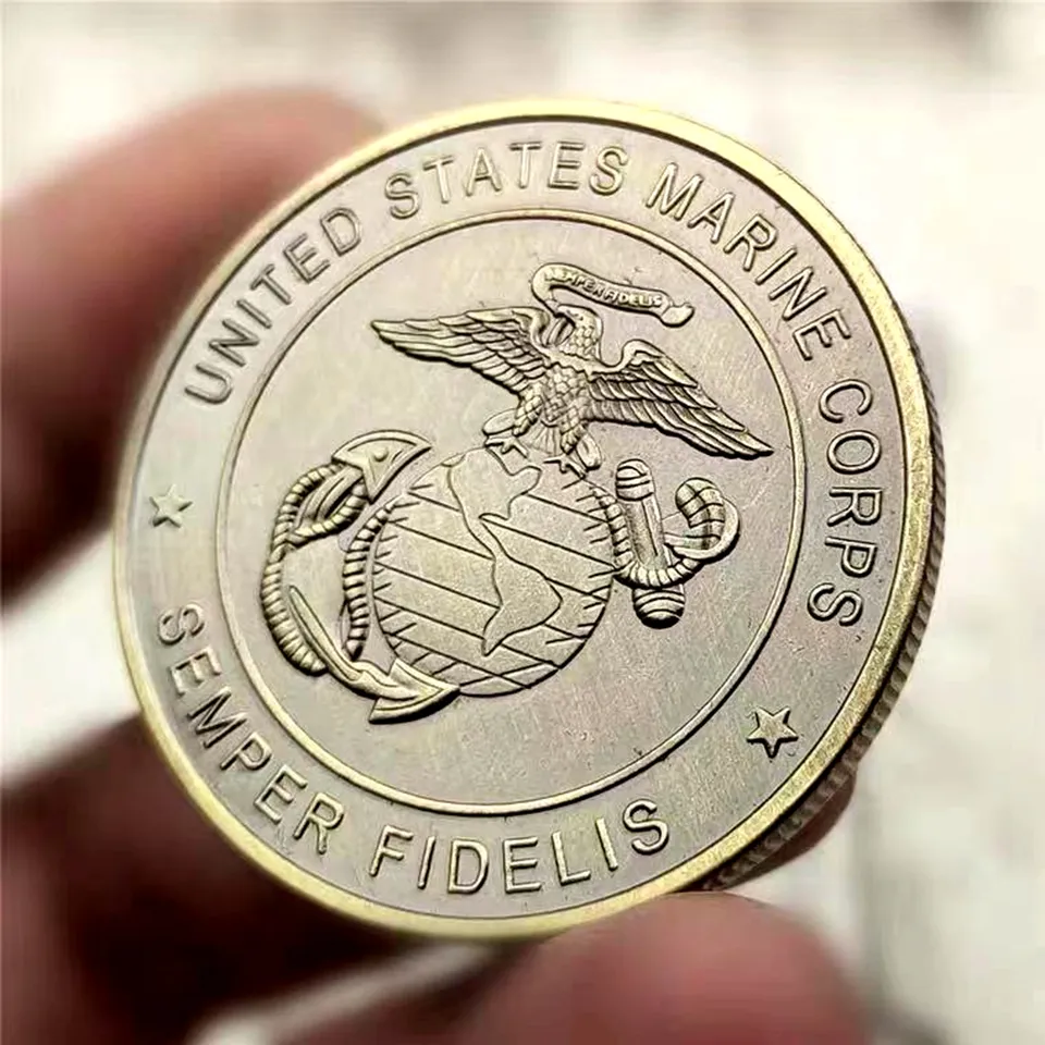 20 peças moedas banhadas a bronze não magnéticas artesanato emblema da marinha dos EUA SEMPER FIDELIS desafio militar presentes colecionáveis 6767559