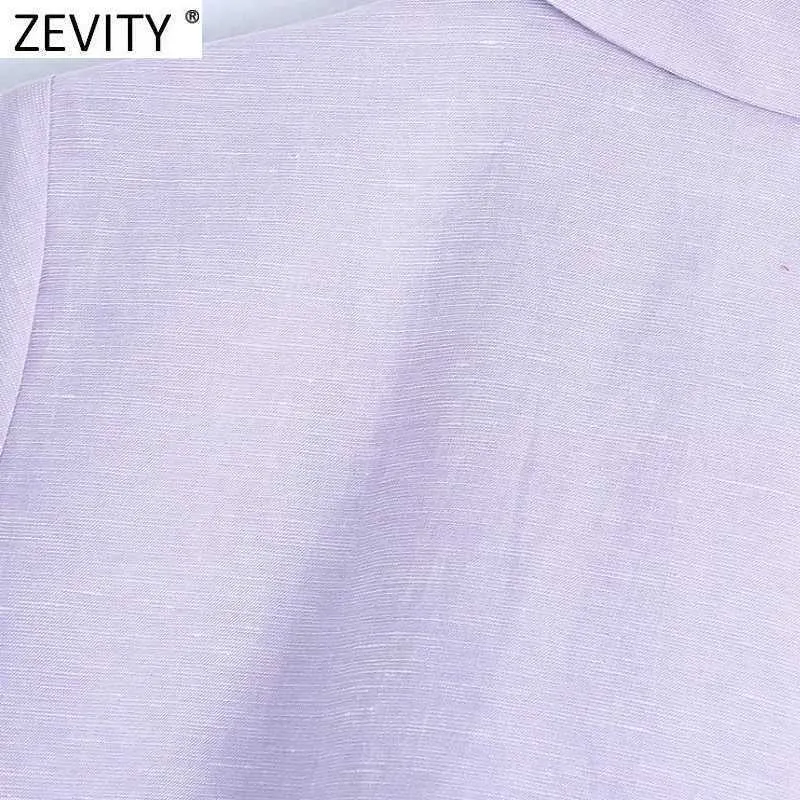 Zevity Women Fashion Solid Color Short Smock Blouse Female Single Breasted Kimono Shirt Chic Casual Slim Blusas Tops LS9316 210603