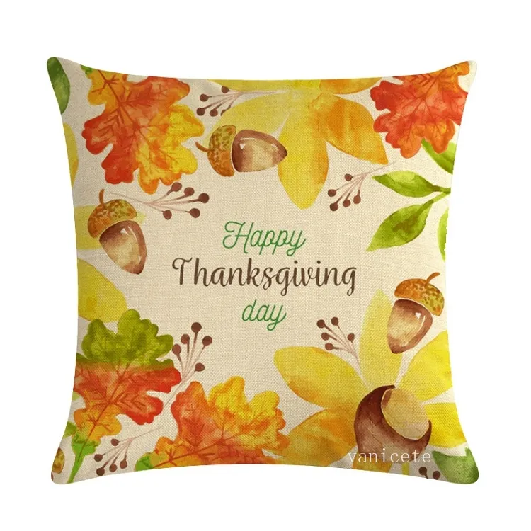 48 Stile „Happy Thanksgiving Day“-Kissenbezug, Herbstdekoration, Leinen, „Give Thank“, Sofaüberwurf, Heim- und Autokissenbezüge, Bettwäschezubehör, T2I52774
