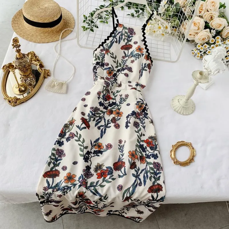 Gaganight Vintage Flower Sexy Sommer Frauen Party Kleider ärmellose hoch geteilte Mode Maxi Urlaubskleider Frauen Vestidos Slim 210519